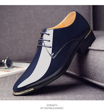Load image into Gallery viewer, 2019 Newly Men's Quality Patent Leather Shoes White Wedding Shoes Size 38-48 Black Leather Soft Man Dress Shoes