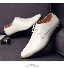 Load image into Gallery viewer, 2019 Newly Men's Quality Patent Leather Shoes White Wedding Shoes Size 38-48 Black Leather Soft Man Dress Shoes
