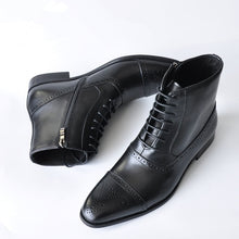 Load image into Gallery viewer, ZYYZYM Men Boots Leather Side Zipper Lace Up Men High Top Brogue Shoes Man Oxfords European Leather Boots Men Zapatos De Hombre