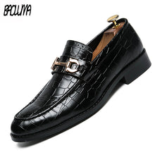 Load image into Gallery viewer, Men Dress Shoes Leather Brown Formal Man Wedding Shoe Elegant Luxury Suit Shoes Big Size Fashion Party  Shoes Pointed Toe Flats