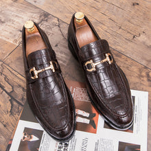 Load image into Gallery viewer, Men Dress Shoes Leather Brown Formal Man Wedding Shoe Elegant Luxury Suit Shoes Big Size Fashion Party  Shoes Pointed Toe Flats